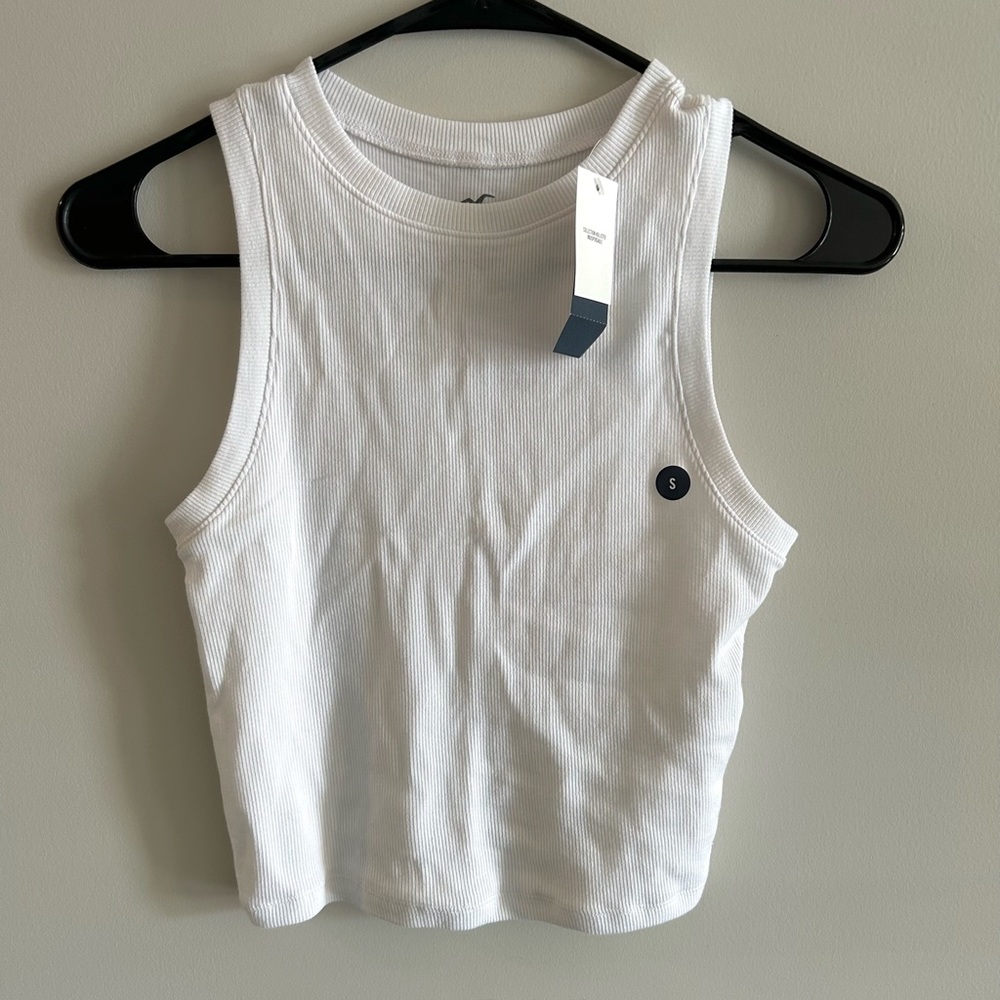 Hollister White Ribbed Cotton Tank Top NWT